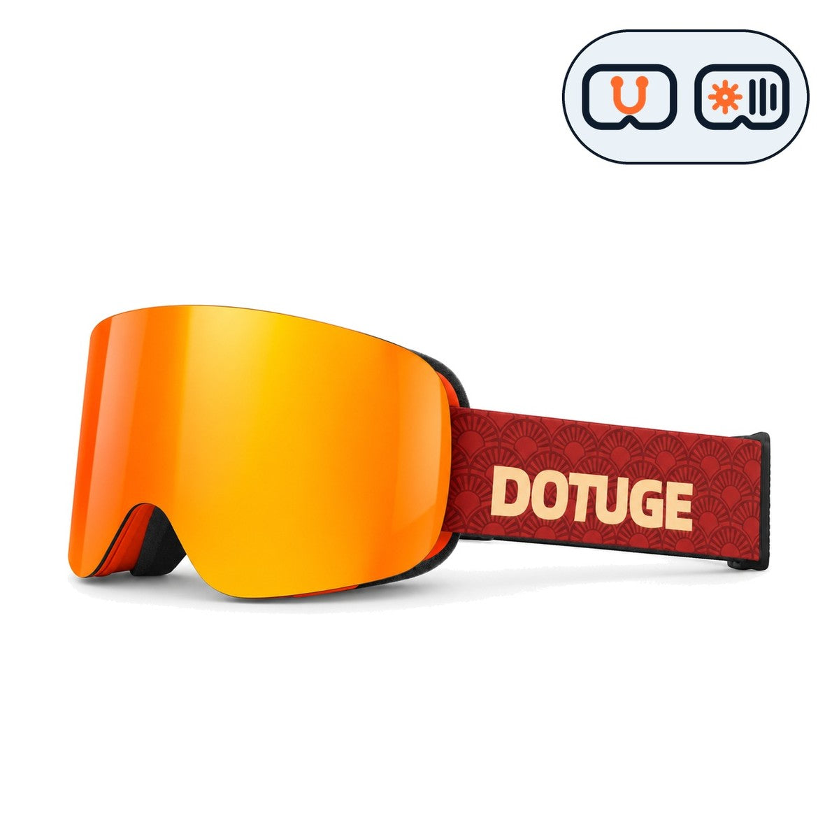 Glacier 2 | Snow Goggles | Photochromic Cylindrical Lens, UV400 Protection | Skiing and Snowboarding-Red Lens / Red Frame / Red Strap-Snowgest