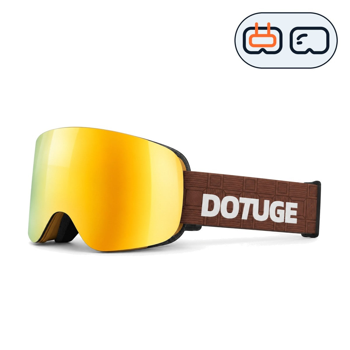 Glacier 3 | Snow Goggles | Cylindrical Lens, UV400 Protection | Skiing and Snowboarding-Gold Lens / Brown Frame / Brown Strap-Snowgest