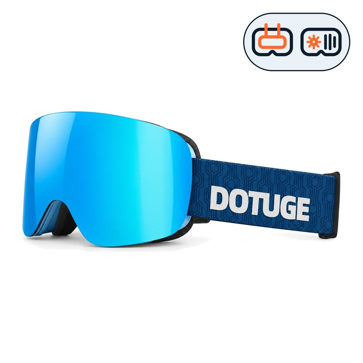 Glacier 4 | Snow Goggles | Photochromic Cylindrical Lens, UV400 Protection | Skiing and Snowboarding-Ice Blue Lens / Blue Frame / Blue Strap-Snowgest