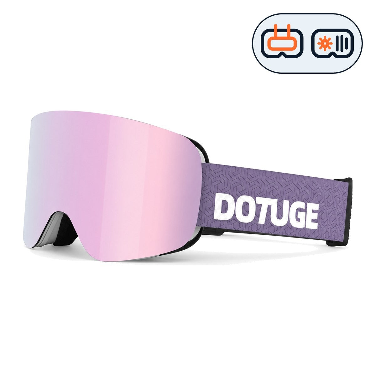 Glacier 4 | Snow Goggles | Photochromic Cylindrical Lens, UV400 Protection | Skiing and Snowboarding-Purple Lens / White Frame / Purple Strap-Snowgest