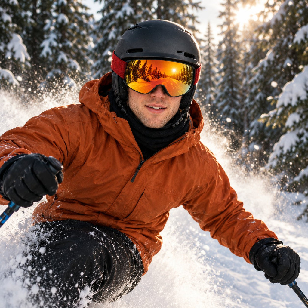 Halo 1 ski goggles – on the mountain – forest run | Snowgest