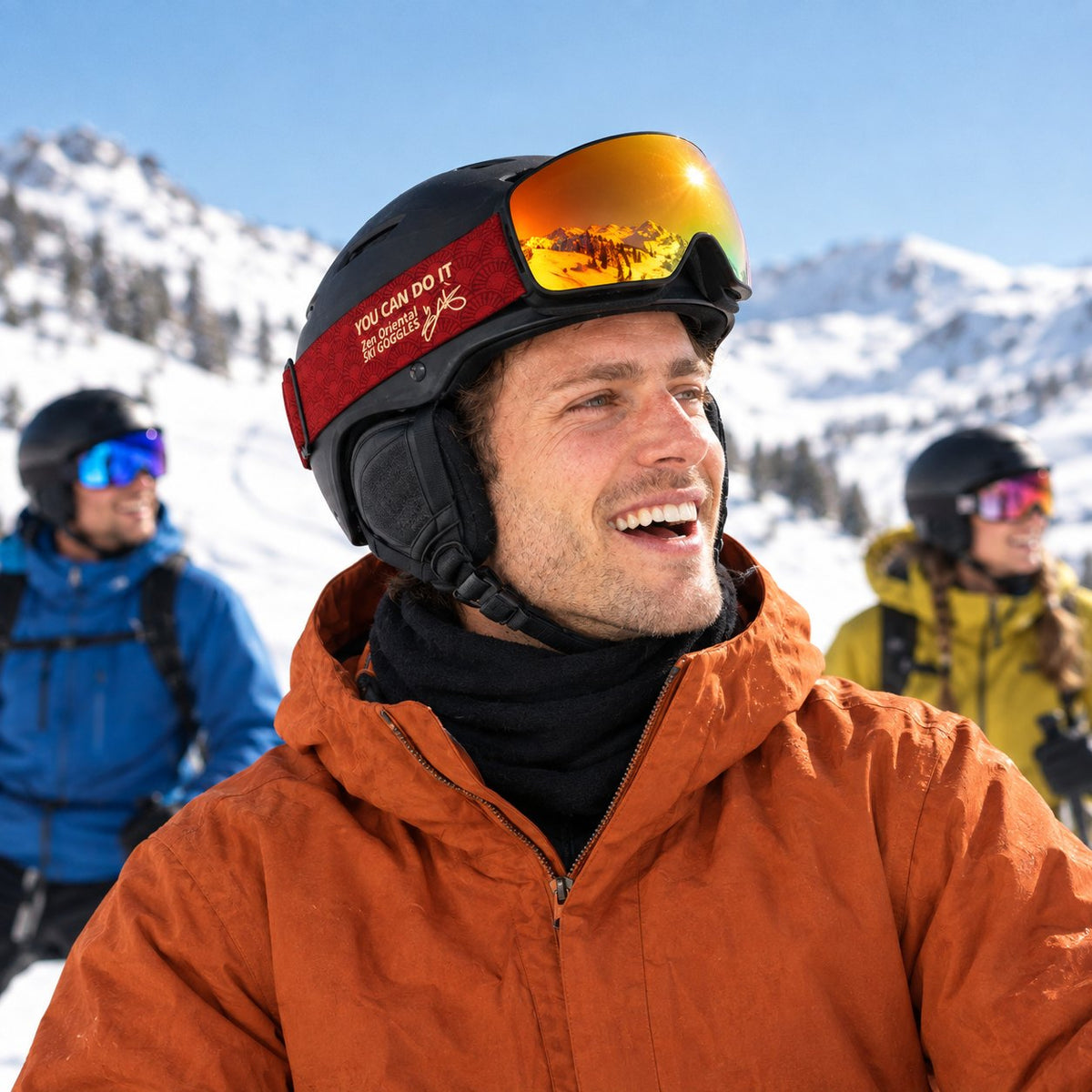 Halo 1 ski goggles – on the mountain – laughing | Snowgest