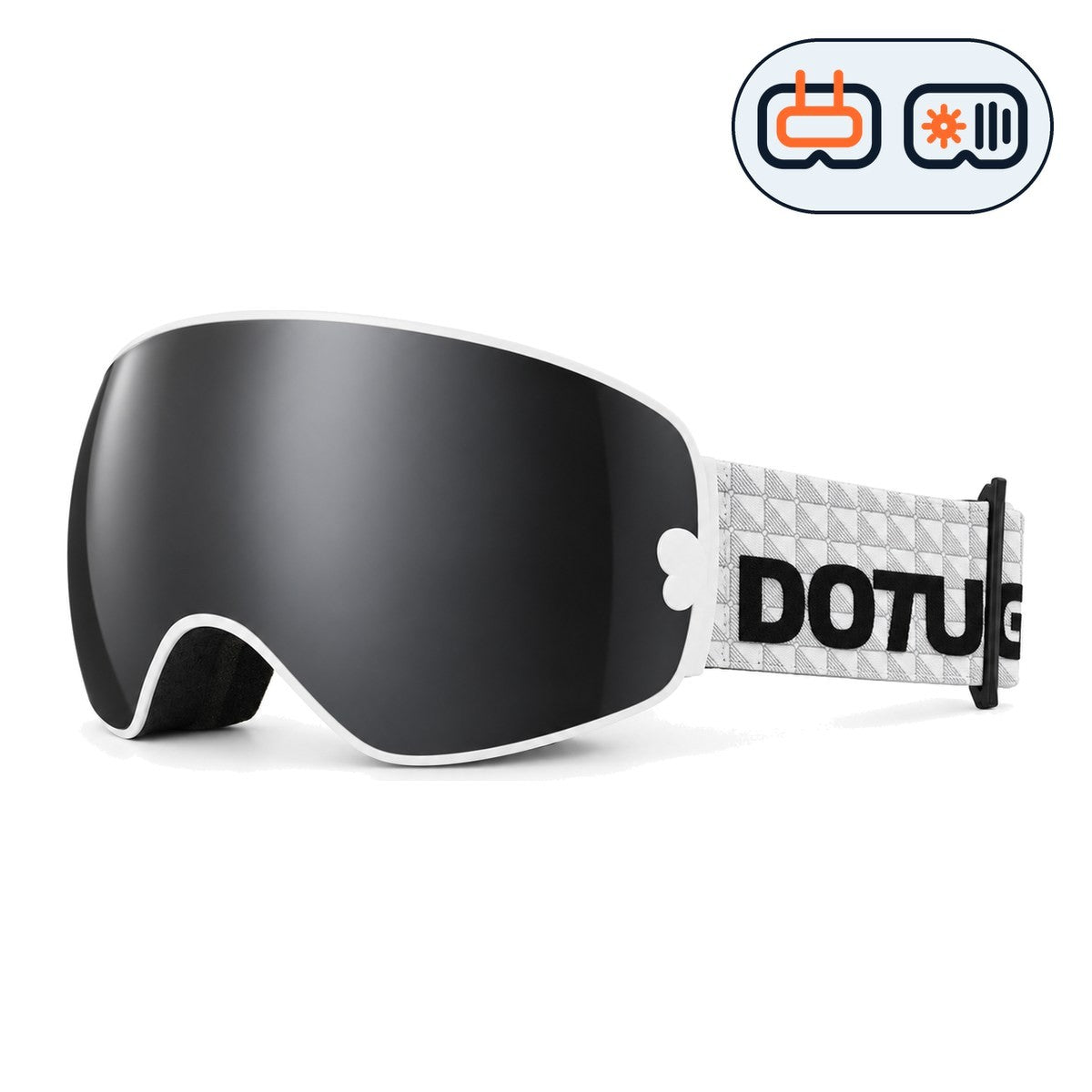 Mesa 2 | Snow Goggles | Photochromic Spherical Lens, UV400 Protection | Skiing and Snowboarding-Black Lens / White Frame / White Strap-Snowgest