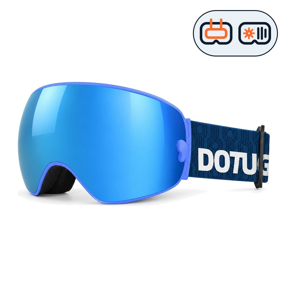 Mesa 2 | Snow Goggles | Photochromic Spherical Lens, UV400 Protection | Skiing and Snowboarding-Blue Lens / Blue Frame / Blue Strap-Snowgest
