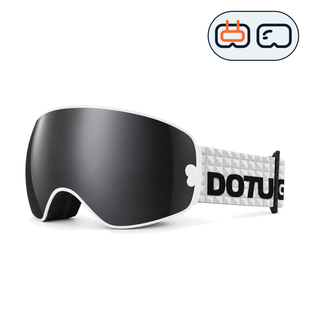 Mesa | Snow Goggles | Spherical Lens, UV400 Protection | Skiing and Snowboarding-Black Lens / White Frame / White Strap-Snowgest