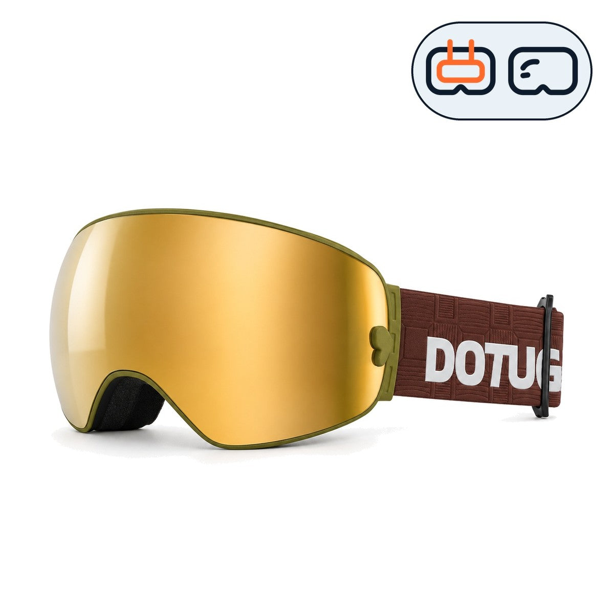 Mesa | Snow Goggles | Spherical Lens, UV400 Protection | Skiing and Snowboarding-Gold Lens / Brown Frame / Brown Strap-Snowgest