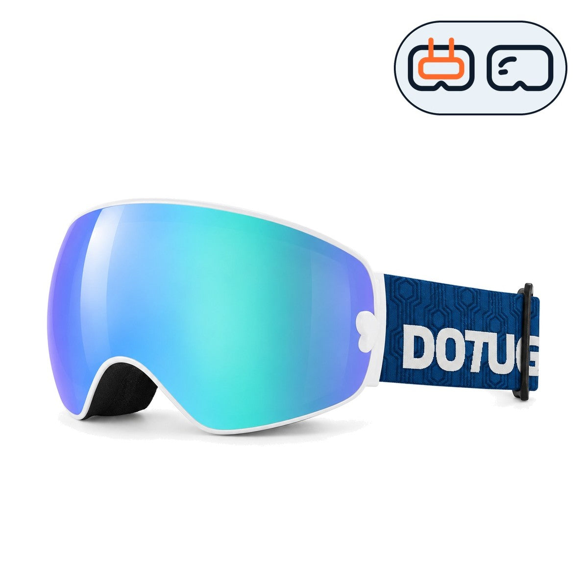 Mesa | Snow Goggles | Spherical Lens, UV400 Protection | Skiing and Snowboarding-Green Lens / White Frame / Blue Strap-Snowgest