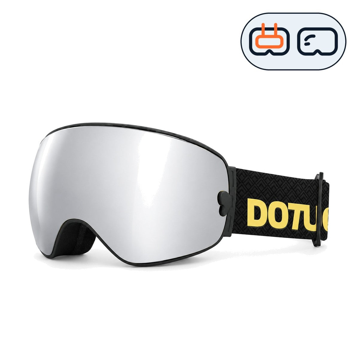 Mesa | Snow Goggles | Spherical Lens, UV400 Protection | Skiing and Snowboarding-Silver Lens / Black Frame / Black Strap-Snowgest