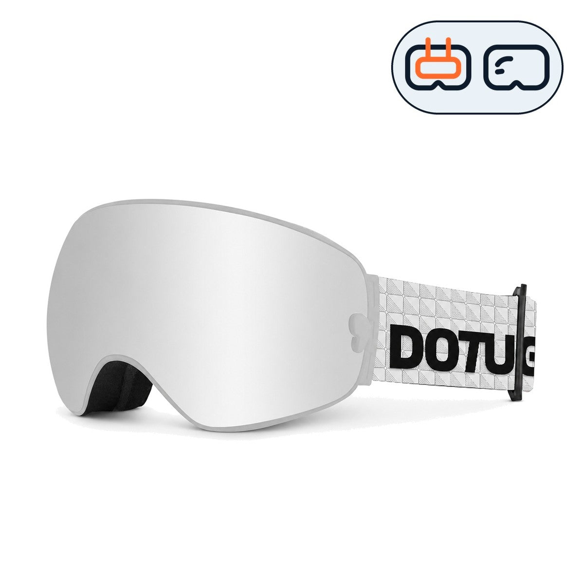 Mesa | Snow Goggles | Spherical Lens, UV400 Protection | Skiing and Snowboarding-Silver Lens / White Frame / White Strap-Snowgest