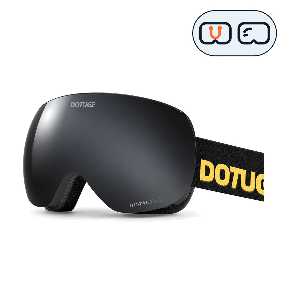 Orbit 1 | Snow Goggles | Spherical Lens, UV400 Protection | Skiing and Snowboarding-Black Lens / Black Frame / Black Strap-Snowgest