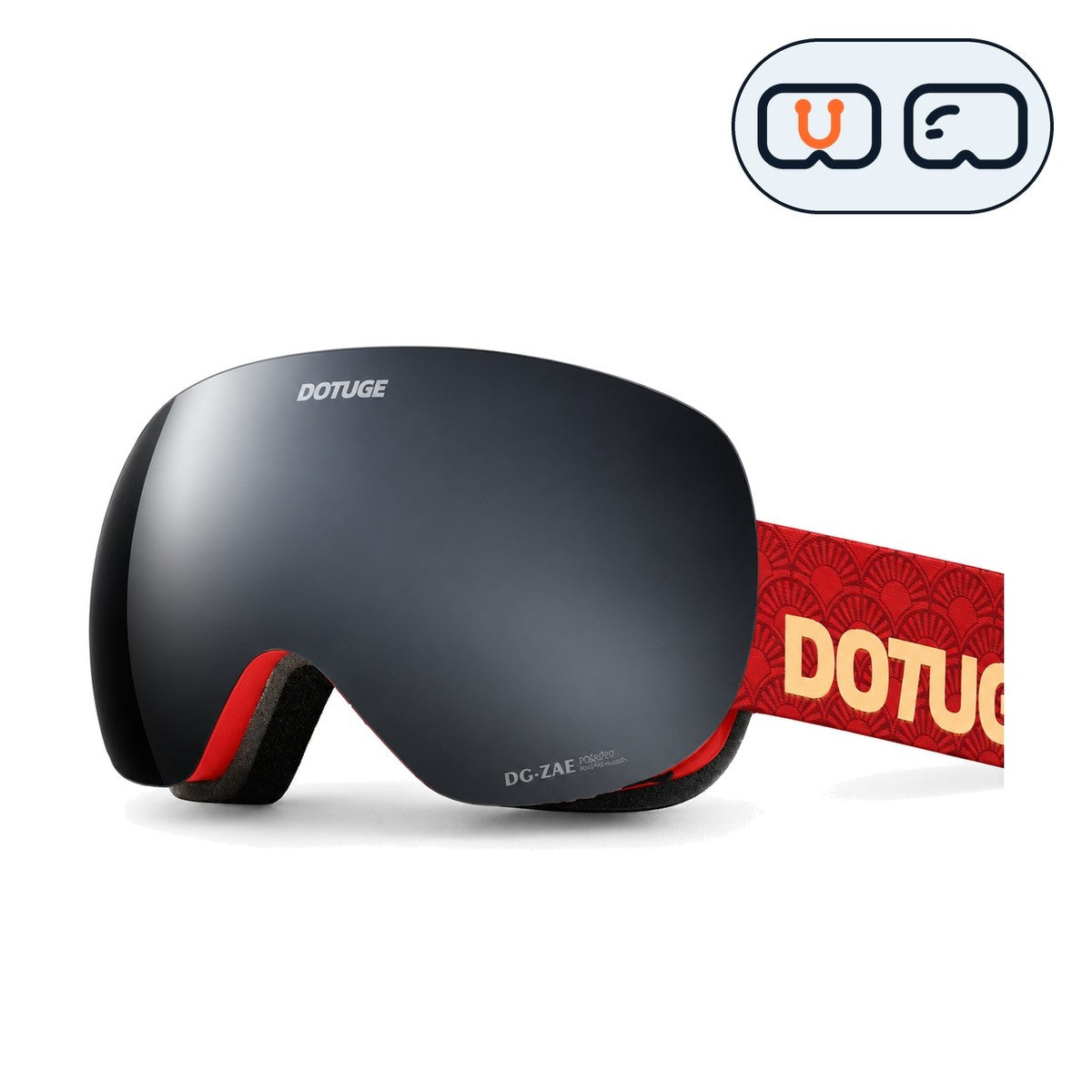Orbit 1 | Snow Goggles | Spherical Lens, UV400 Protection | Skiing and Snowboarding-Black Lens / Red Frame / Red Strap-Snowgest