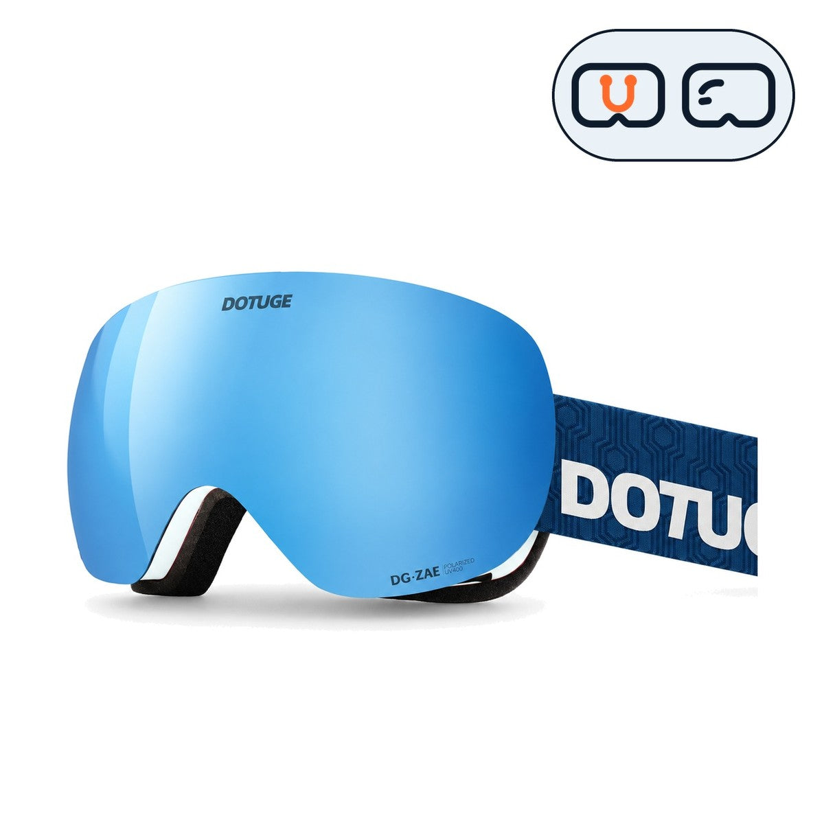 Orbit 1 | Snow Goggles | Spherical Lens, UV400 Protection | Skiing and Snowboarding-Blue Lens / White Frame / Blue Strap-Snowgest