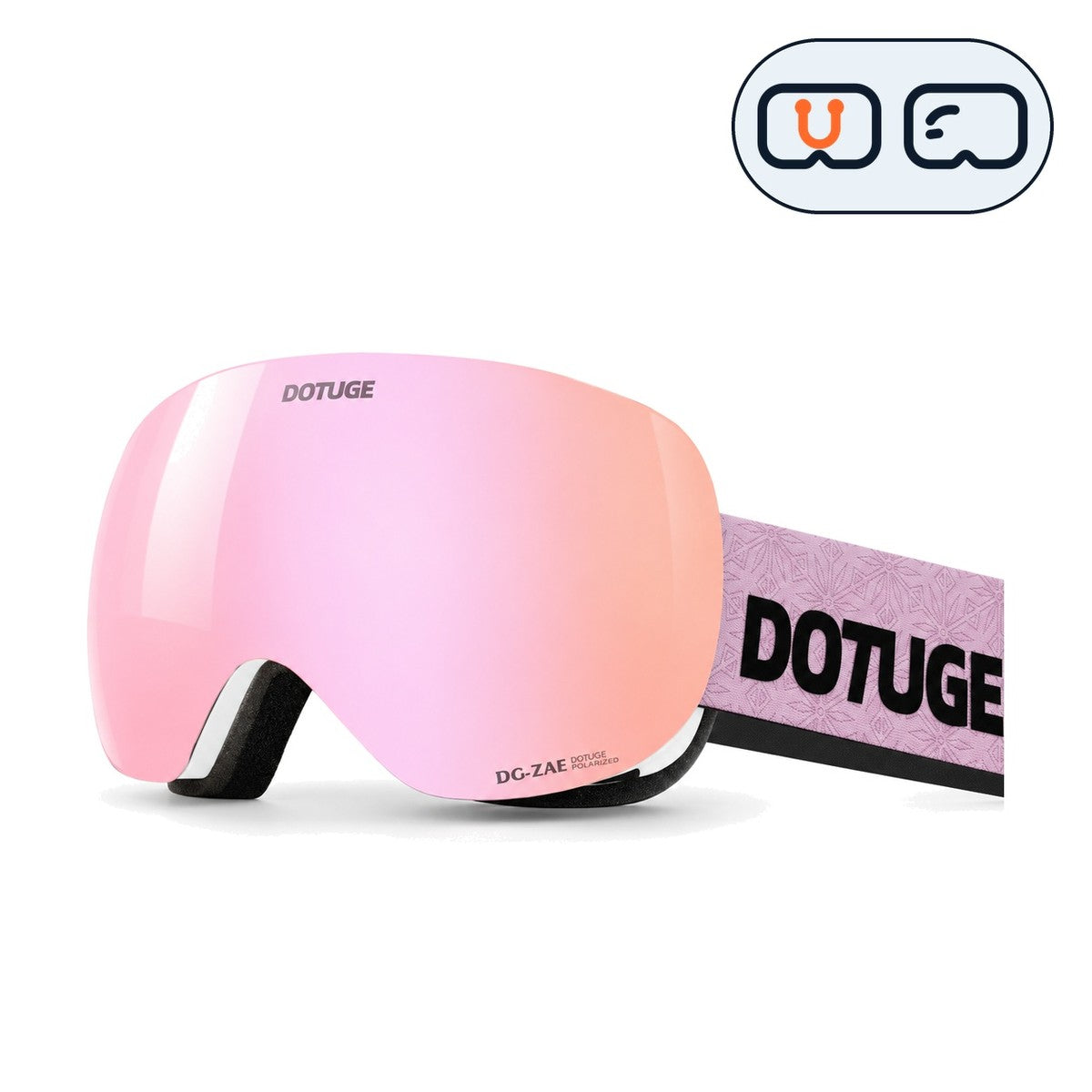 Orbit 1 | Snow Goggles | Spherical Lens, UV400 Protection | Skiing and Snowboarding-Pink Lens / White Frame / Pink Strap-Snowgest