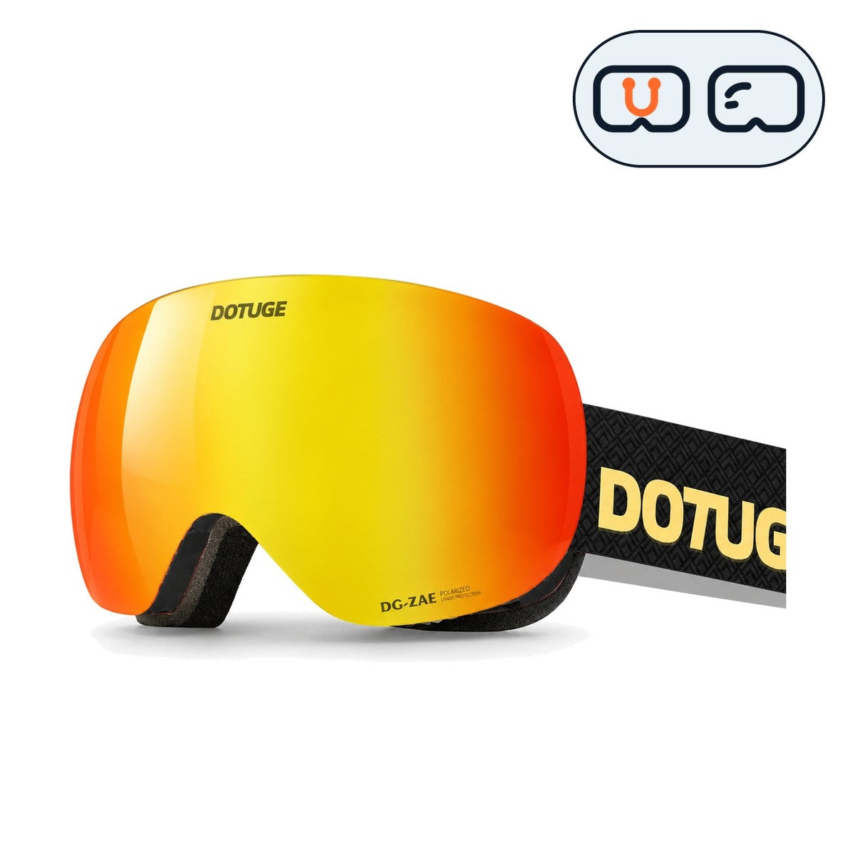 Orbit 1 | Snow Goggles | Spherical Lens, UV400 Protection | Skiing and Snowboarding-Red Lens / Black Frame / Black Strap-Snowgest
