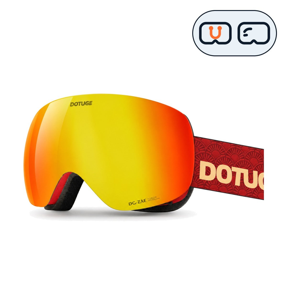 Orbit 1 | Snow Goggles | Spherical Lens, UV400 Protection | Skiing and Snowboarding-Red Lens / Red Frame / Red Strap-Snowgest