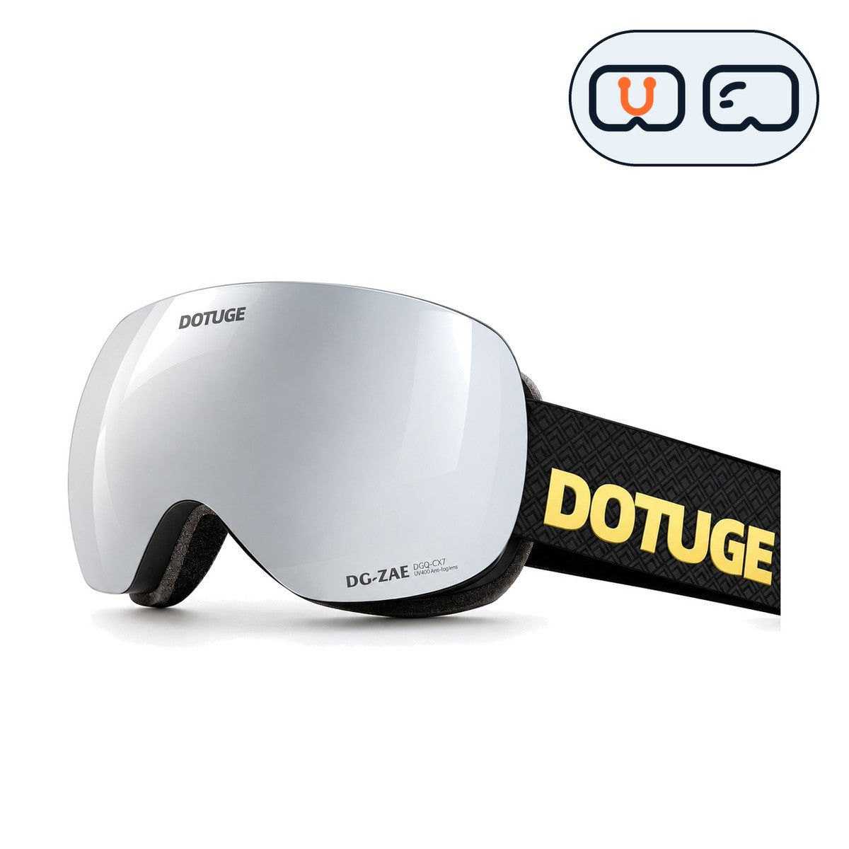 Orbit 1 | Snow Goggles | Spherical Lens, UV400 Protection | Skiing and Snowboarding-Silver Lens / Black Frame / Black Strap-Snowgest