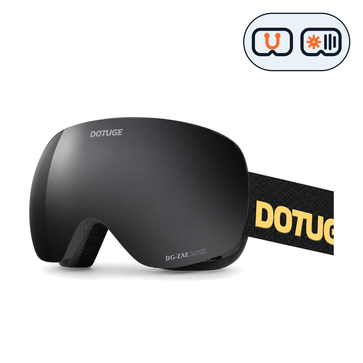Orbit 2 | Snow Goggles | Photochromic Spherical Lens, UV400 Protection | Skiing and Snowboarding-Black Lens / Black Frame / Black Strap-Snowgest