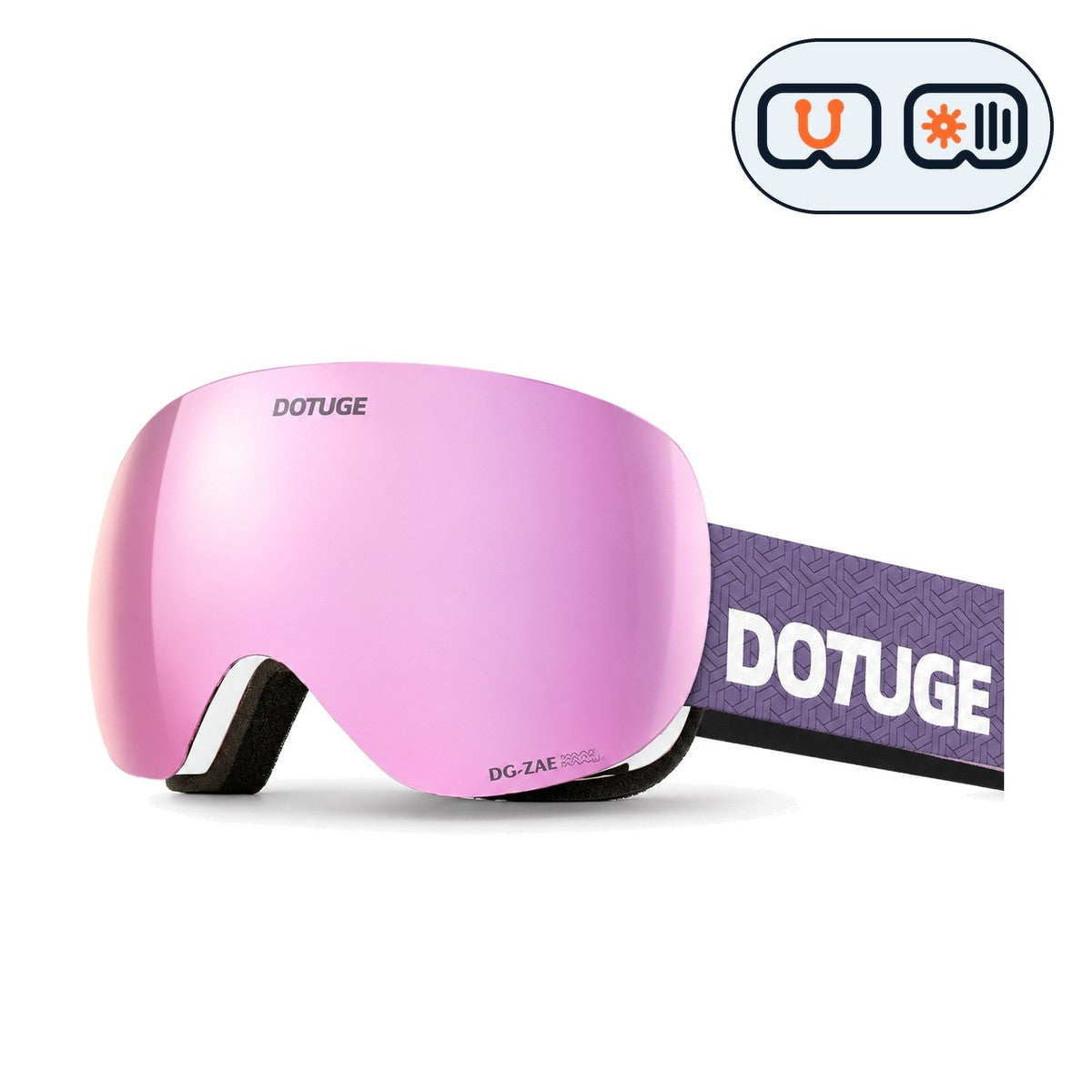 Orbit 2 | Snow Goggles | Photochromic Spherical Lens, UV400 Protection | Skiing and Snowboarding-Purple Lens / White Frame / Purple Strap-Snowgest