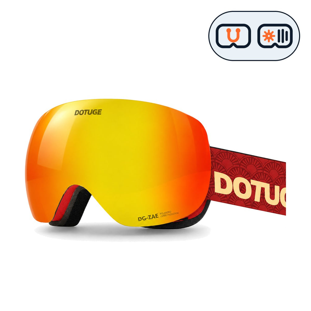Orbit 2 | Snow Goggles | Photochromic Spherical Lens, UV400 Protection | Skiing and Snowboarding-Red Lens / Red Frame / Red Strap-Snowgest