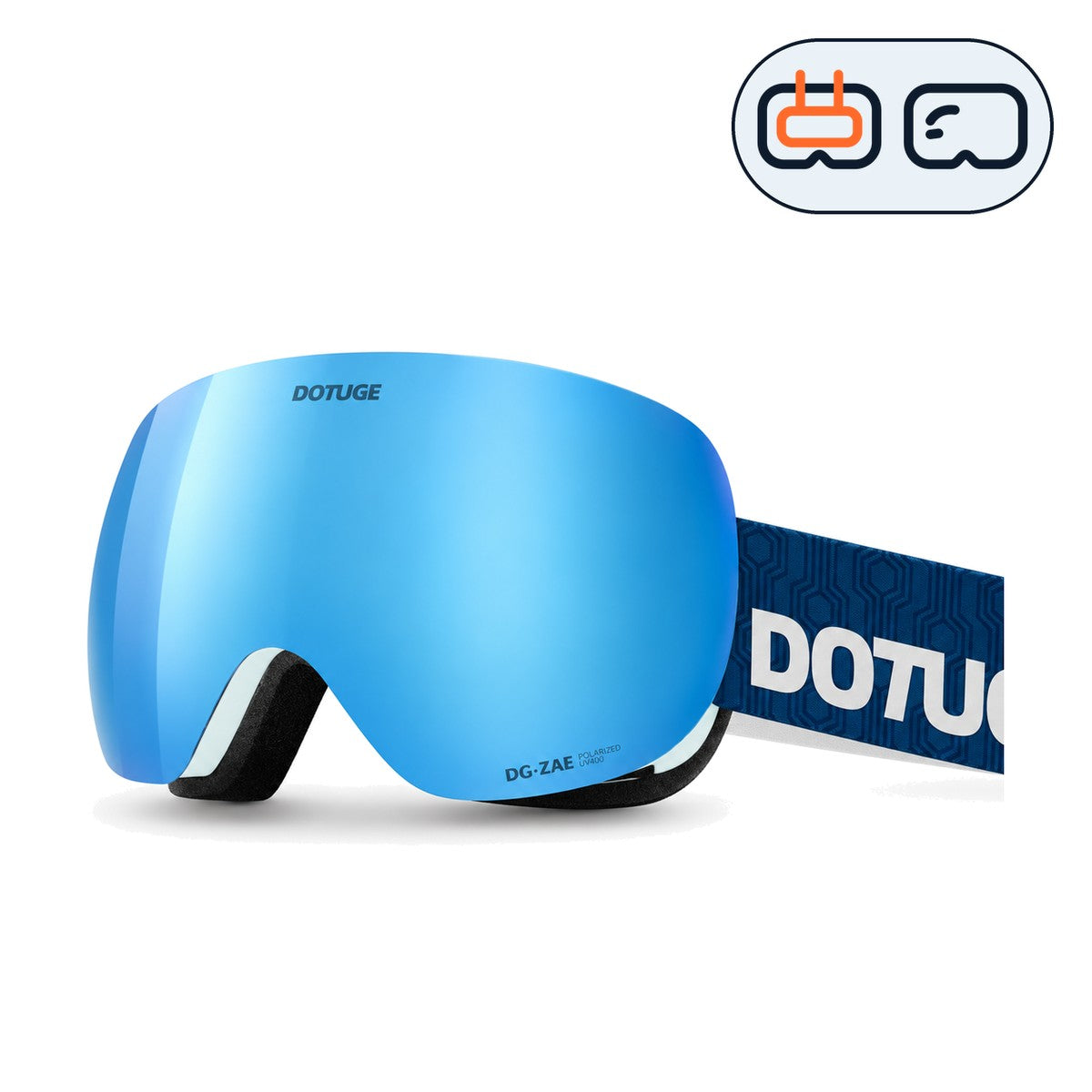Orbit 3 | Snow Goggles | Spherical Lens, UV400 Protection | Skiing and Snowboarding-Blue Lens / White Frame / Blue Strap-Snowgest
