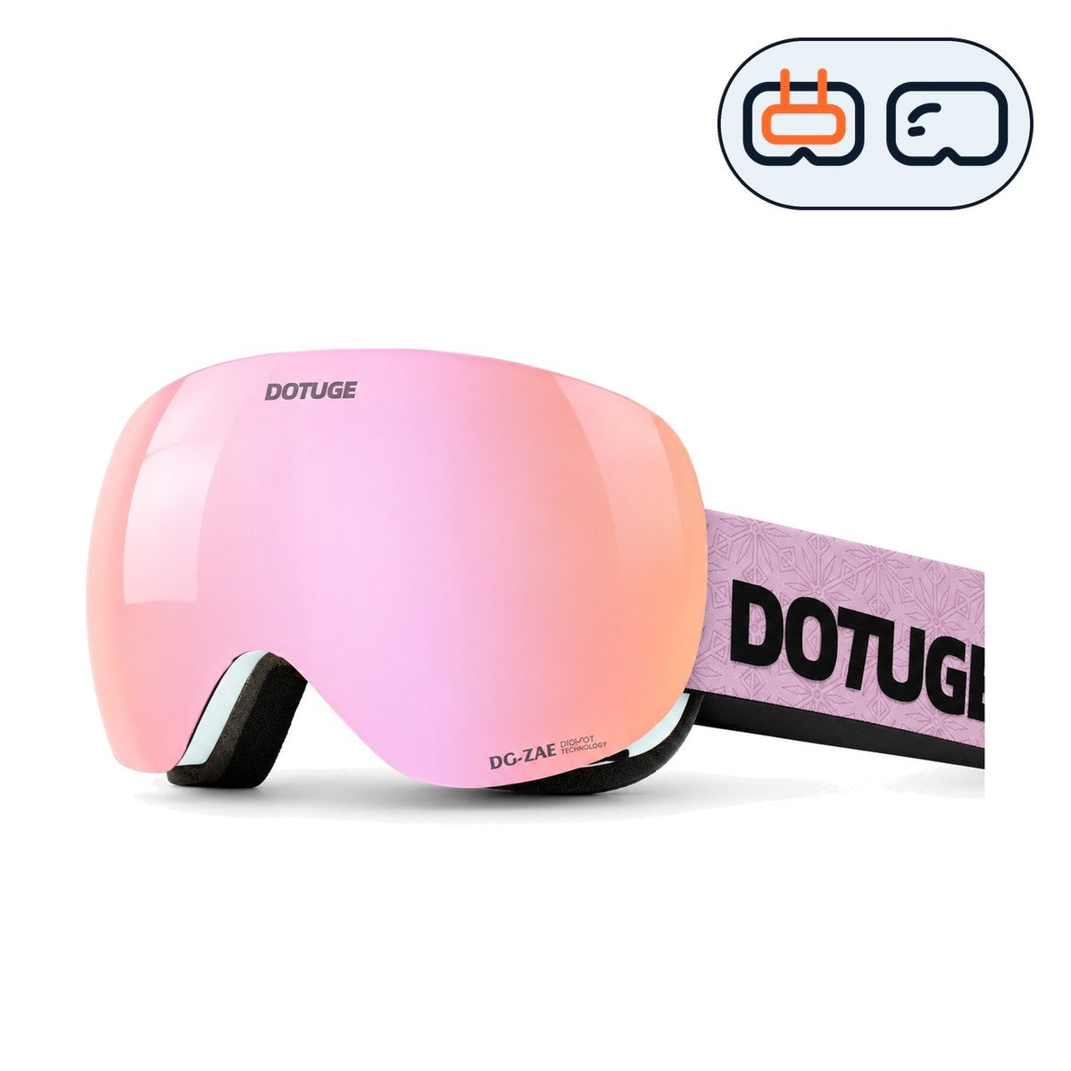 Orbit 3 | Snow Goggles | Spherical Lens, UV400 Protection | Skiing and Snowboarding-Pink Lens / White Frame / Pink Strap-Snowgest