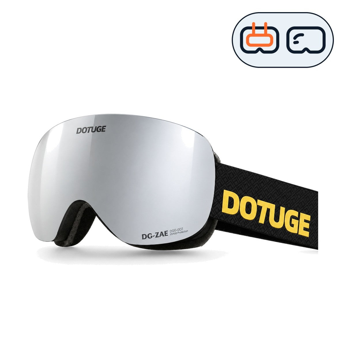 Orbit 3 | Snow Goggles | Spherical Lens, UV400 Protection | Skiing and Snowboarding-Silver Lens / Black Frame / Black Strap-Snowgest