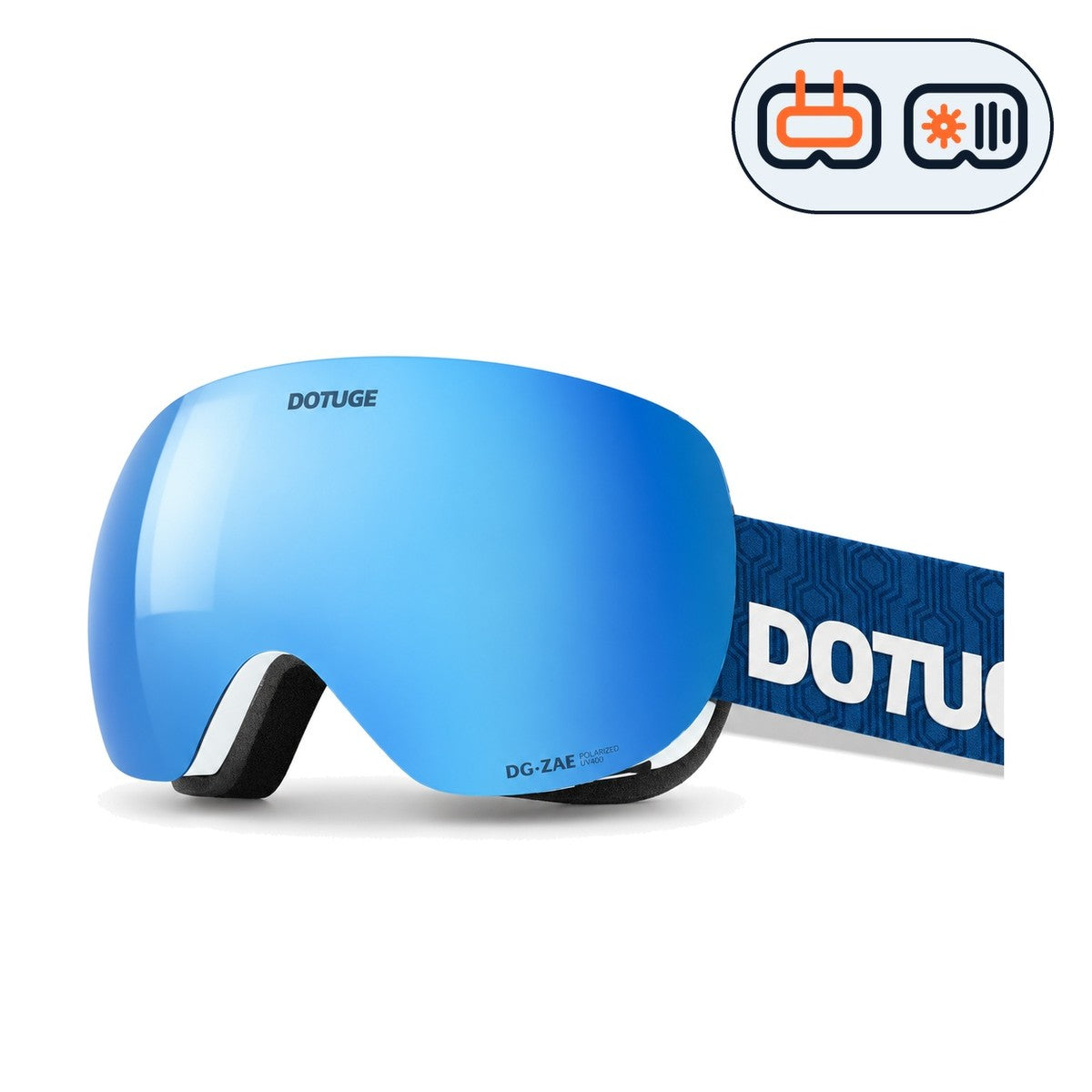 Orbit 4 | Snow Goggles | Photochromic Spherical Lens, UV400 Protection | Skiing and Snowboarding-Blue Lens / White Frame / Blue Strap-Snowgest