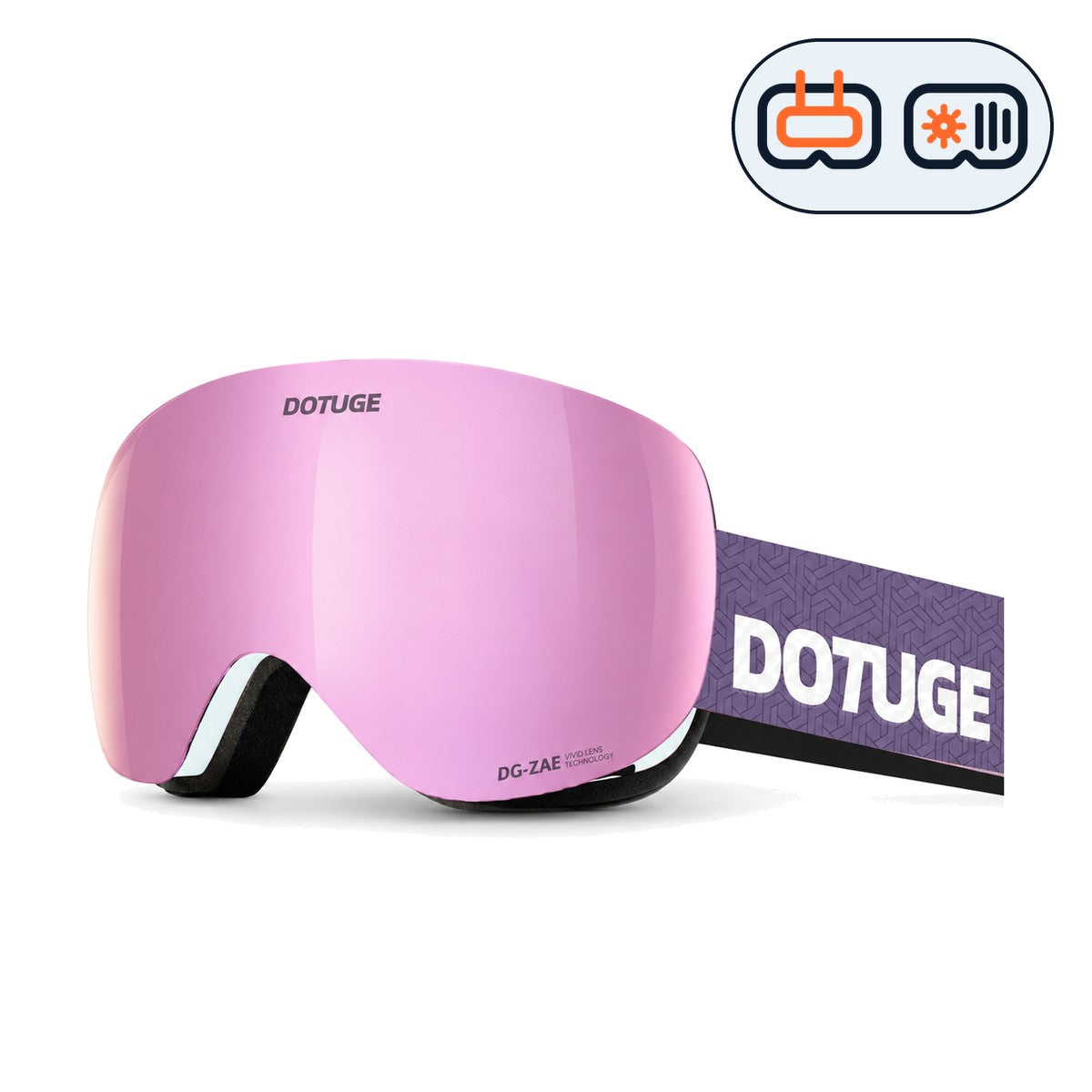 Orbit 4 | Snow Goggles | Photochromic Spherical Lens, UV400 Protection | Skiing and Snowboarding-Purple Lens / White Frame / Purple Strap-Snowgest