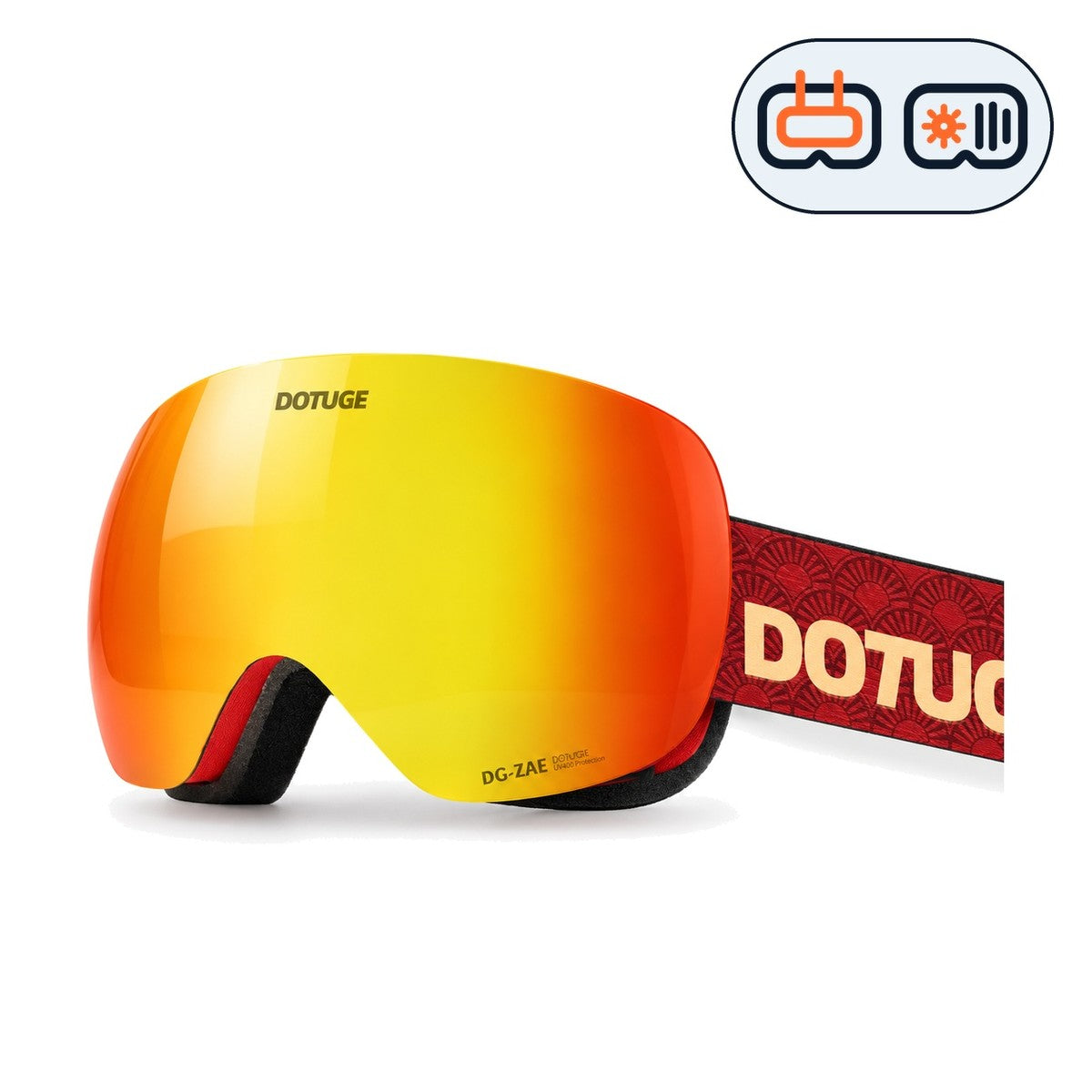 Orbit 4 | Snow Goggles | Photochromic Spherical Lens, UV400 Protection | Skiing and Snowboarding-Red Lens / Red Frame / Red Strap-Snowgest