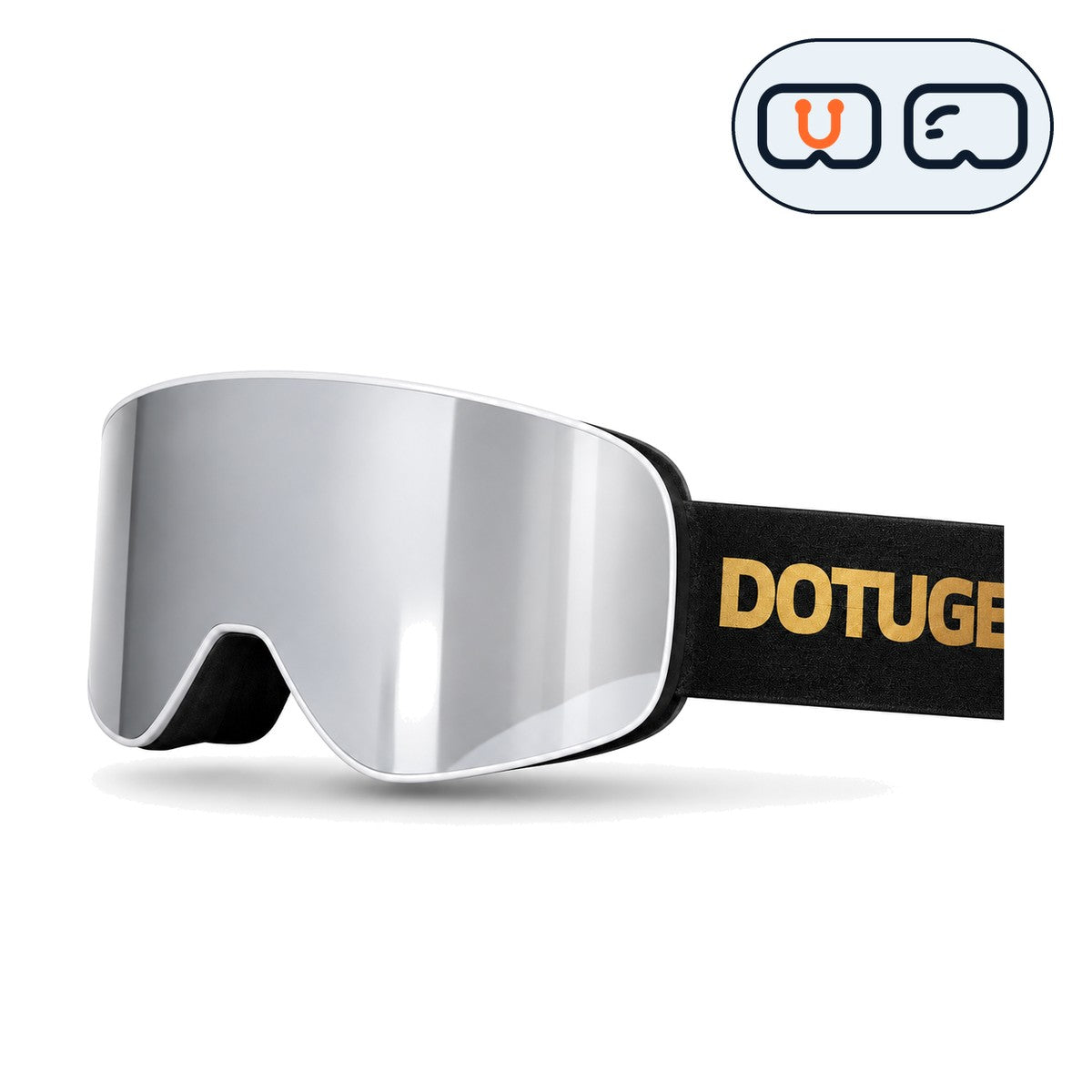 Pebble | Kids Snow Goggles | Cylindrical Lens, UV400 Protection | Skiing and Snowboarding-Silver Lens / White Frame / Black Strap-Snowgest