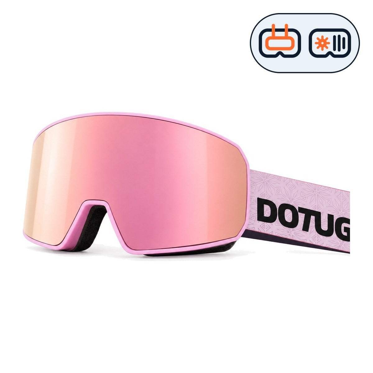 Powder 2 | Snow Goggles | Photochromic Cylindrical Lens, UV400 Protection | Skiing and Snowboarding-Pink Lens / Pink Frame / Pink Strap-Snowgest