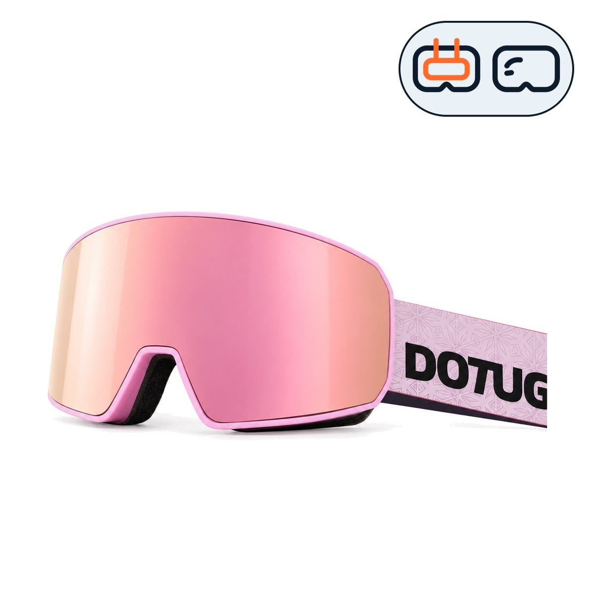 Powder | Snow Goggles | Cylindrical Lens, UV400 Protection | Skiing and Snowboarding-Pink Lens / Pink Frame / Pink Strap-Snowgest
