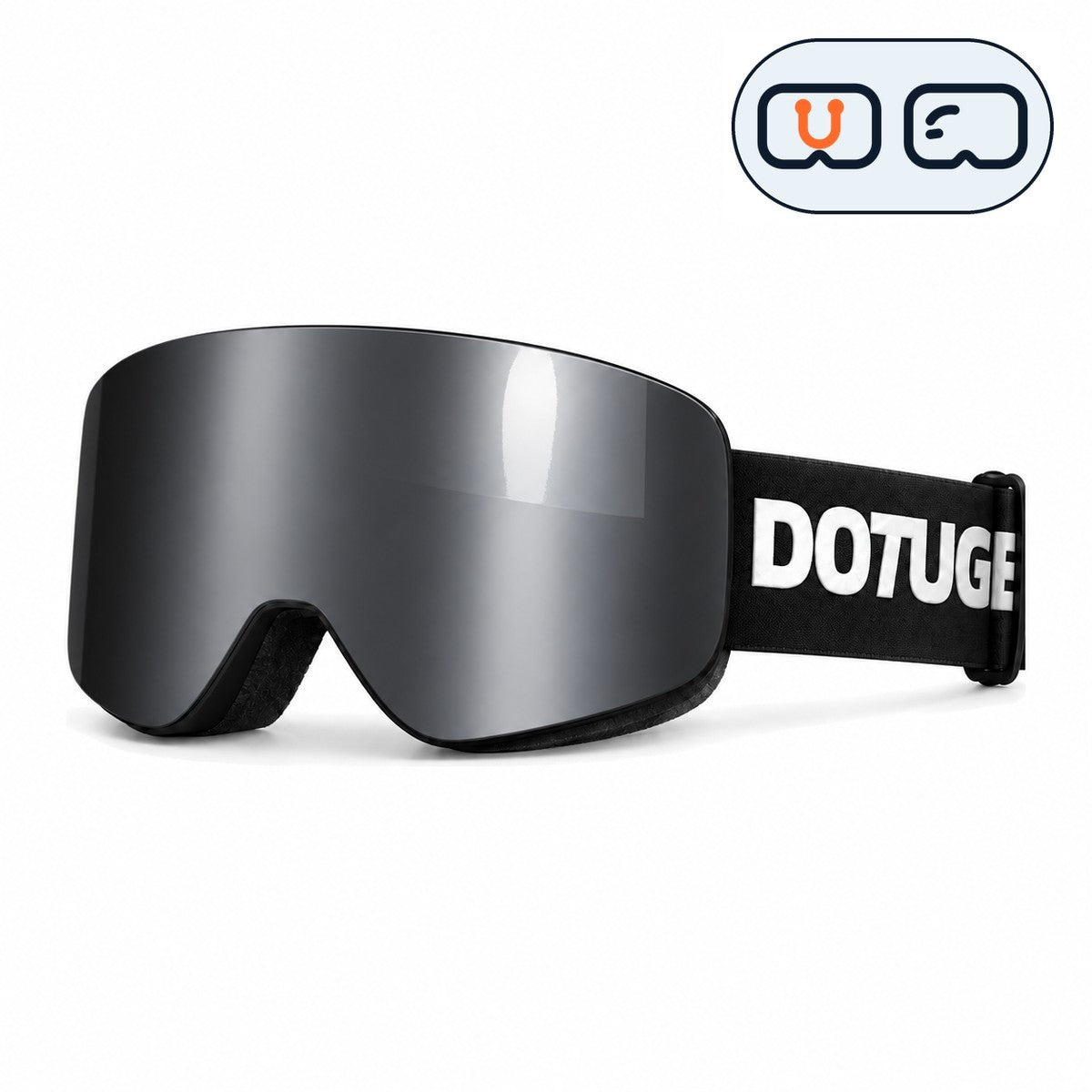 Ridge | Snow Goggles | Cylindrical Lens, UV400 Protection | Skiing and Snowboarding-Black Lens / Black Frame / Black Strap-Snowgest