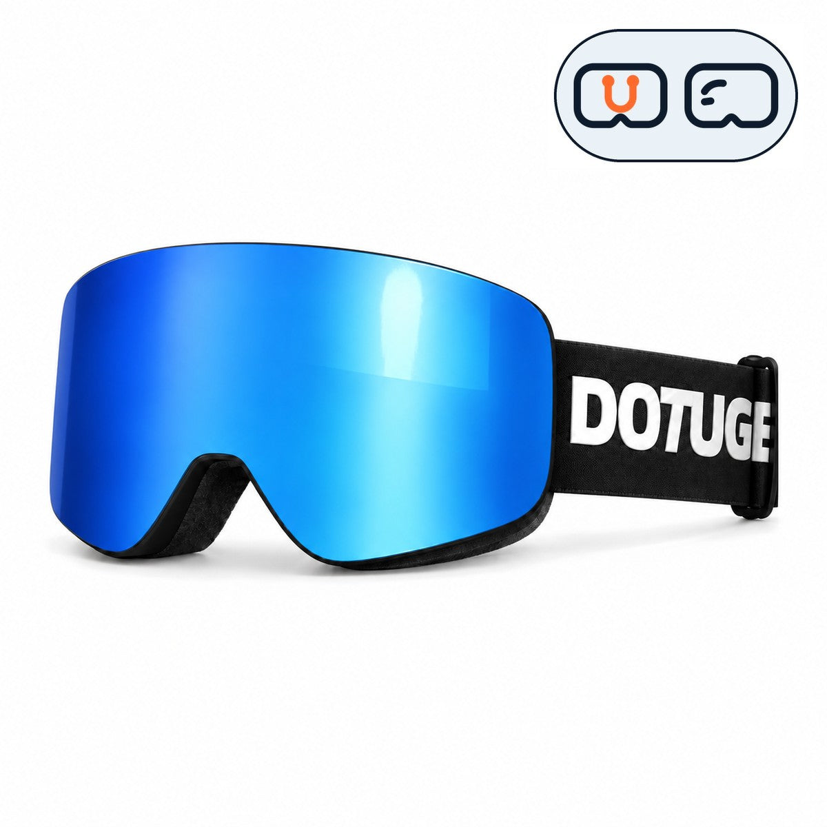 Ridge | Snow Goggles | Cylindrical Lens, UV400 Protection | Skiing and Snowboarding-Blue Lens / Black Frame / Black Strap-Snowgest