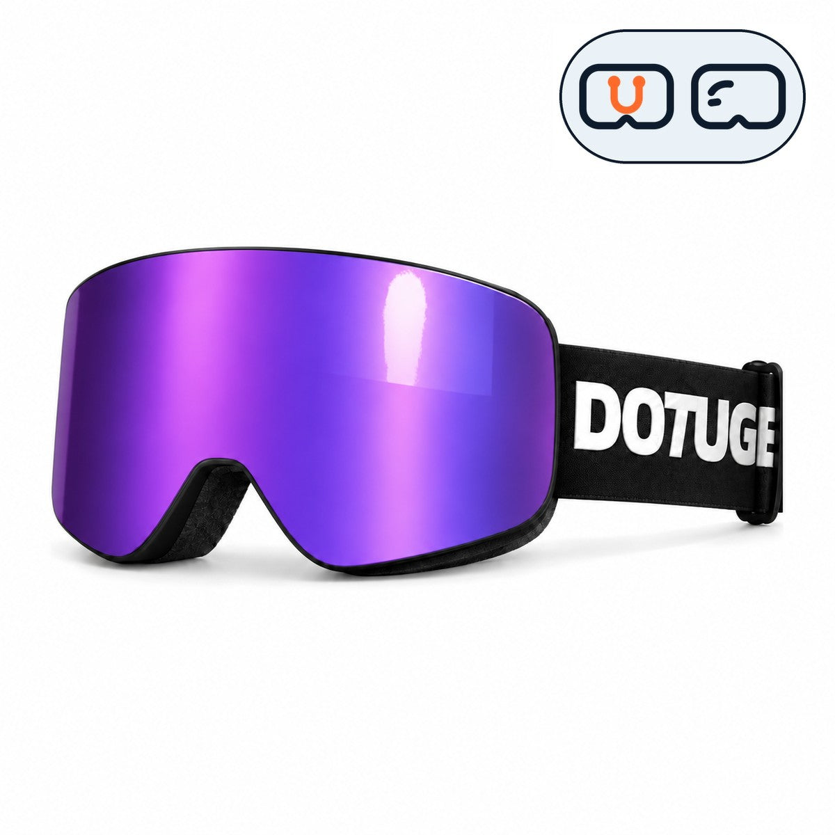 Ridge | Snow Goggles | Cylindrical Lens, UV400 Protection | Skiing and Snowboarding-Purple Lens / Black Frame / Black Strap-Snowgest