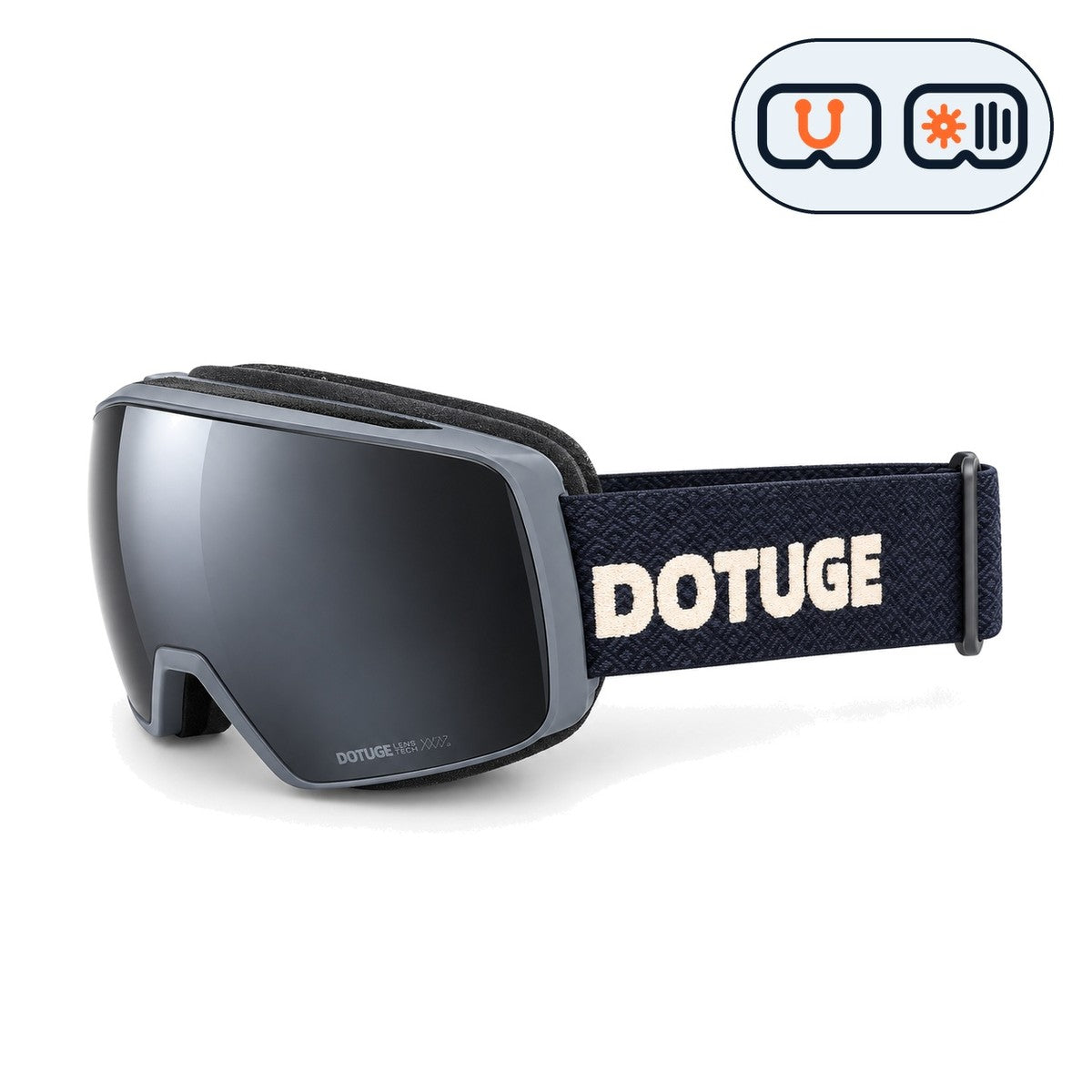 Slate 1 | Snow Goggles | Photochromic Cylindrical Lens, UV400 Protection | Skiing and Snowboarding-Black Lens / Gray Frame / Black Strap-Snowgest