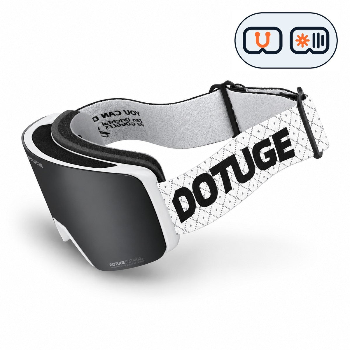 Slate 1 | Snow Goggles | Photochromic Cylindrical Lens, UV400 Protection | Skiing and Snowboarding-Black Lens / White Frame / White Strap-Snowgest