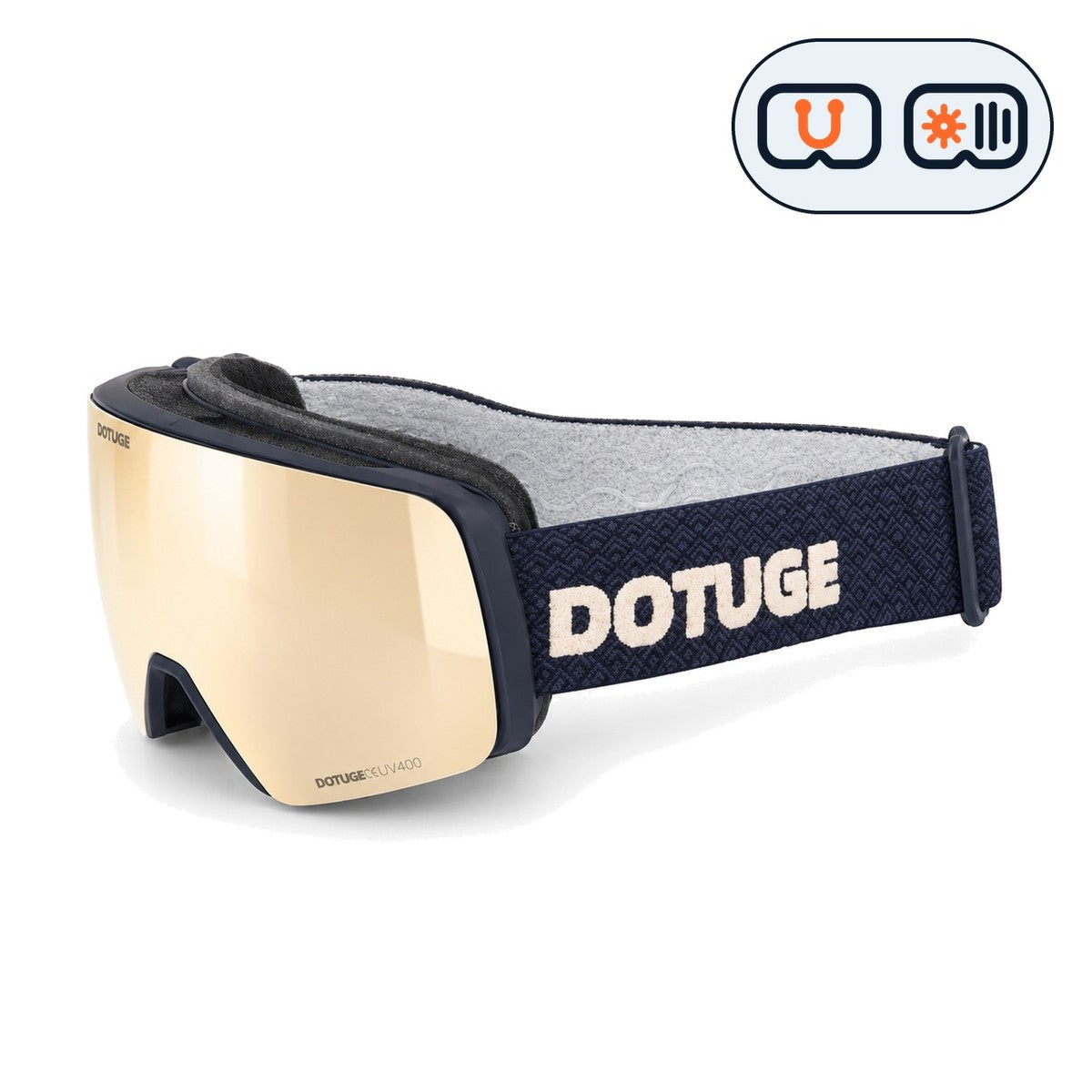 Slate 1 | Snow Goggles | Photochromic Cylindrical Lens, UV400 Protection | Skiing and Snowboarding-Gold Lens / Black Frame / Black Strap-Snowgest