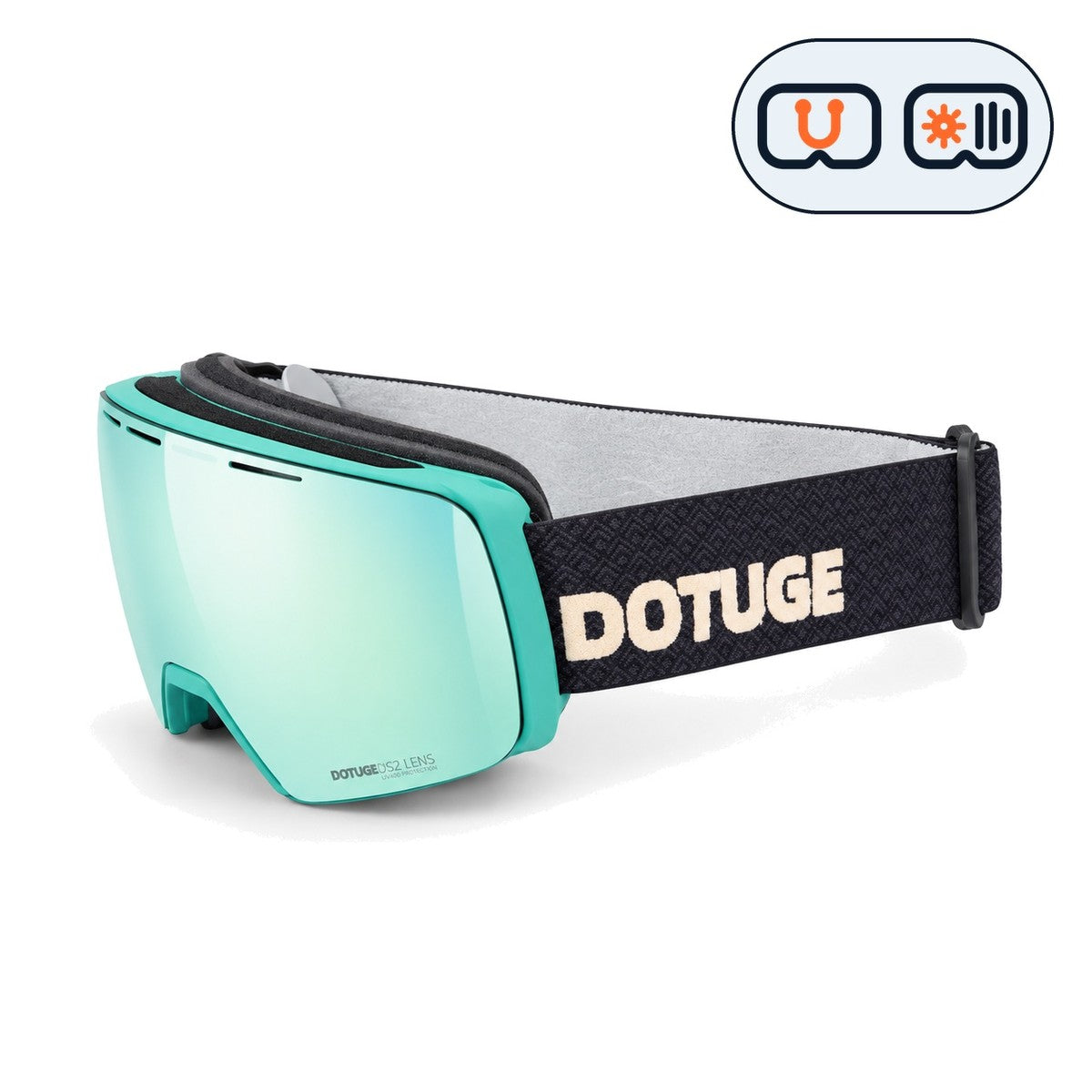 Slate 1 | Snow Goggles | Photochromic Cylindrical Lens, UV400 Protection | Skiing and Snowboarding-Mint Green Lens / Green Frame / Black Strap-Snowgest