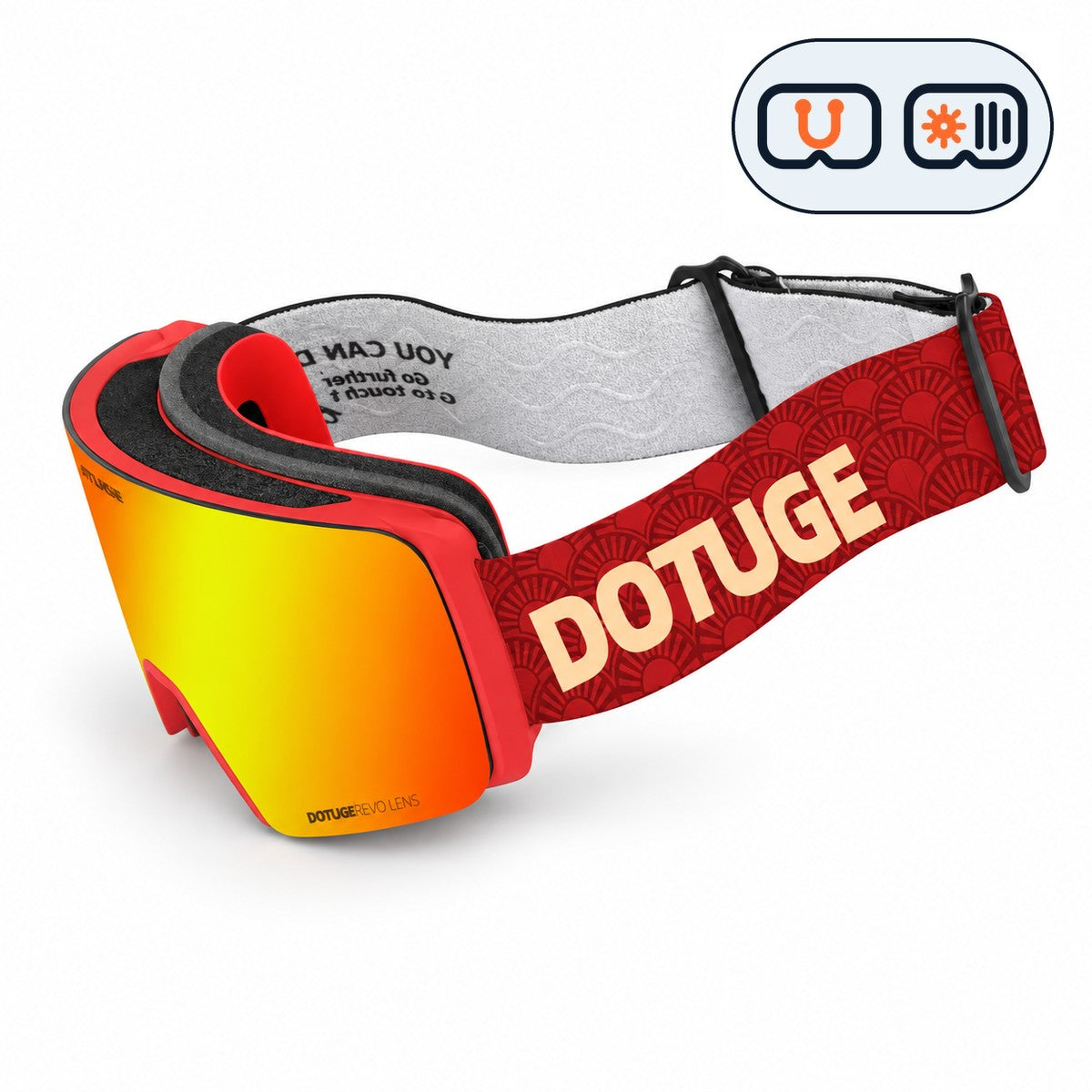 Slate 1 | Snow Goggles | Photochromic Cylindrical Lens, UV400 Protection | Skiing and Snowboarding-Red Lens / Red Frame / Red Strap-Snowgest