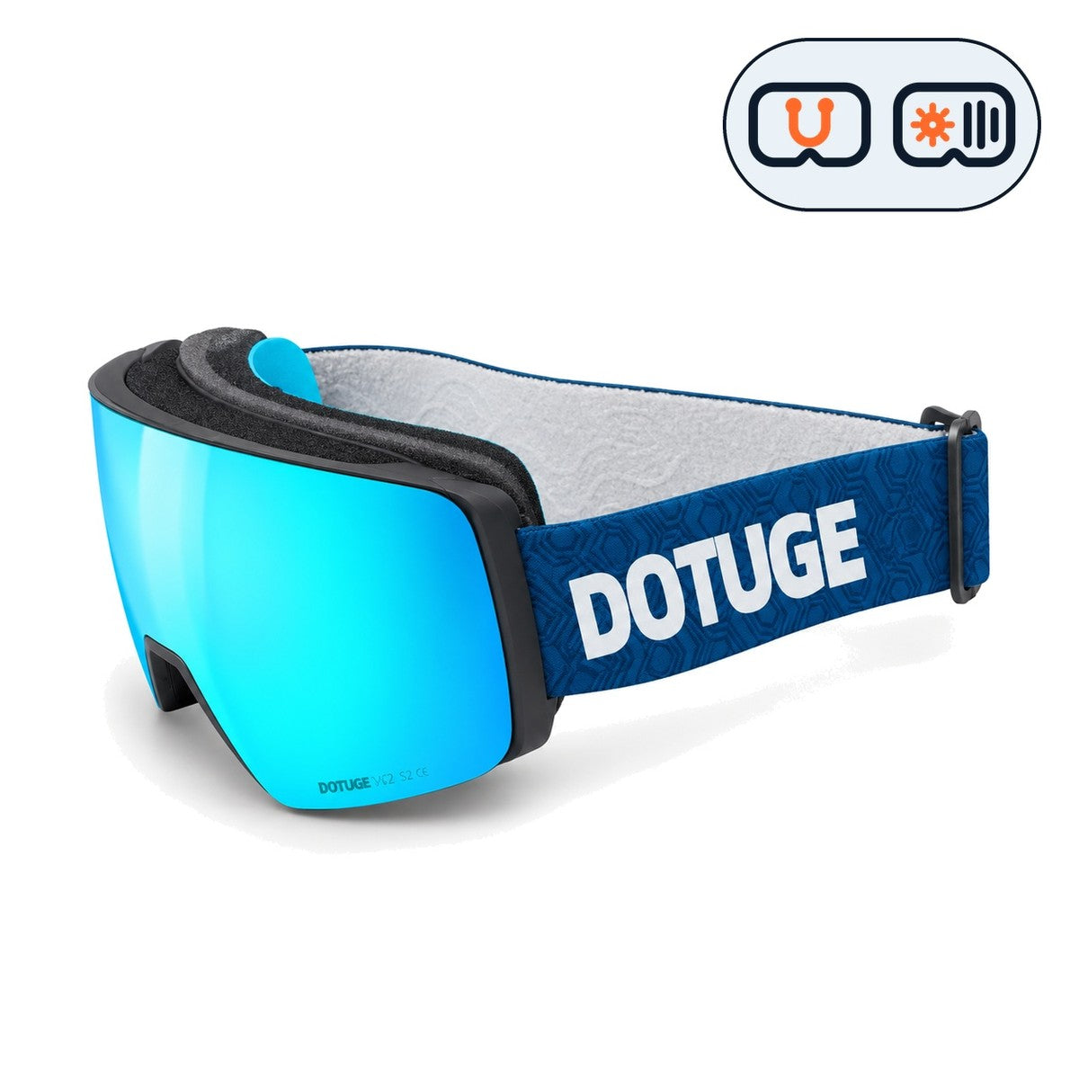Slate 1 | Snow Goggles | Photochromic Cylindrical Lens, UV400 Protection | Skiing and Snowboarding-Teal Lens / Black Frame / Blue Strap-Snowgest