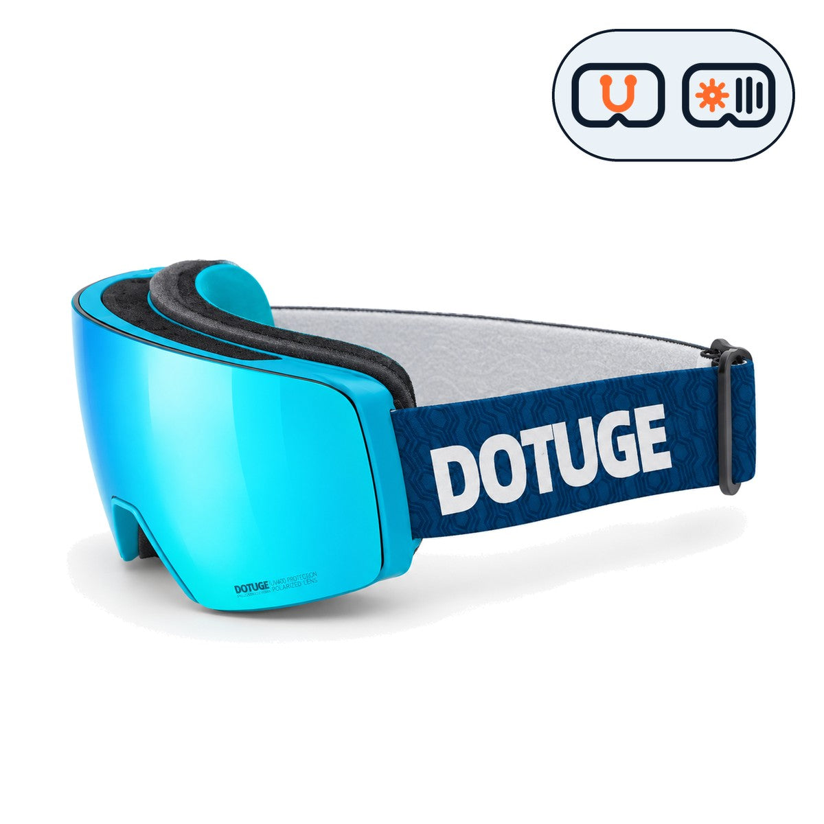 Slate 1 | Snow Goggles | Photochromic Cylindrical Lens, UV400 Protection | Skiing and Snowboarding-Teal Lens / Blue Frame / Blue Strap-Snowgest