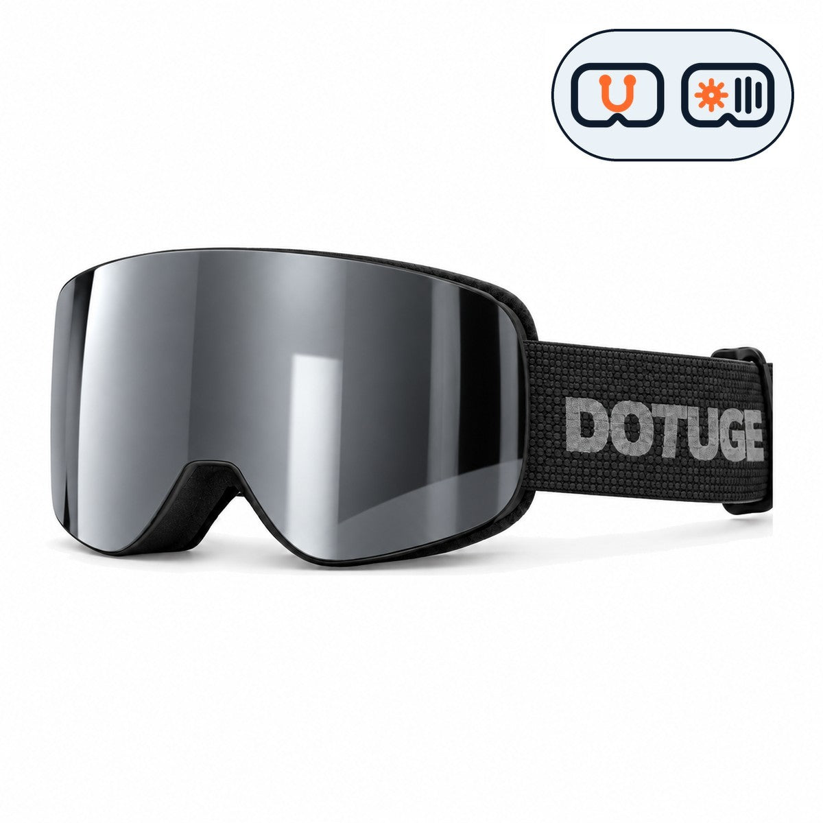 Vista | Snow Goggles | Photochromic Cylindrical Flip Cover Lens, UV400 Protection | Skiing and Snowboarding-Gray Lens / Black Frame / Black Strap-Snowgest